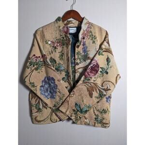 Vintage sugar street weavers tan floral woven jacket size large